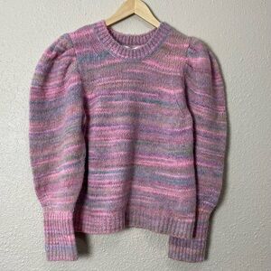 Love Shack Fancy Aquarius Pullover Puffed Sleeve Sweater